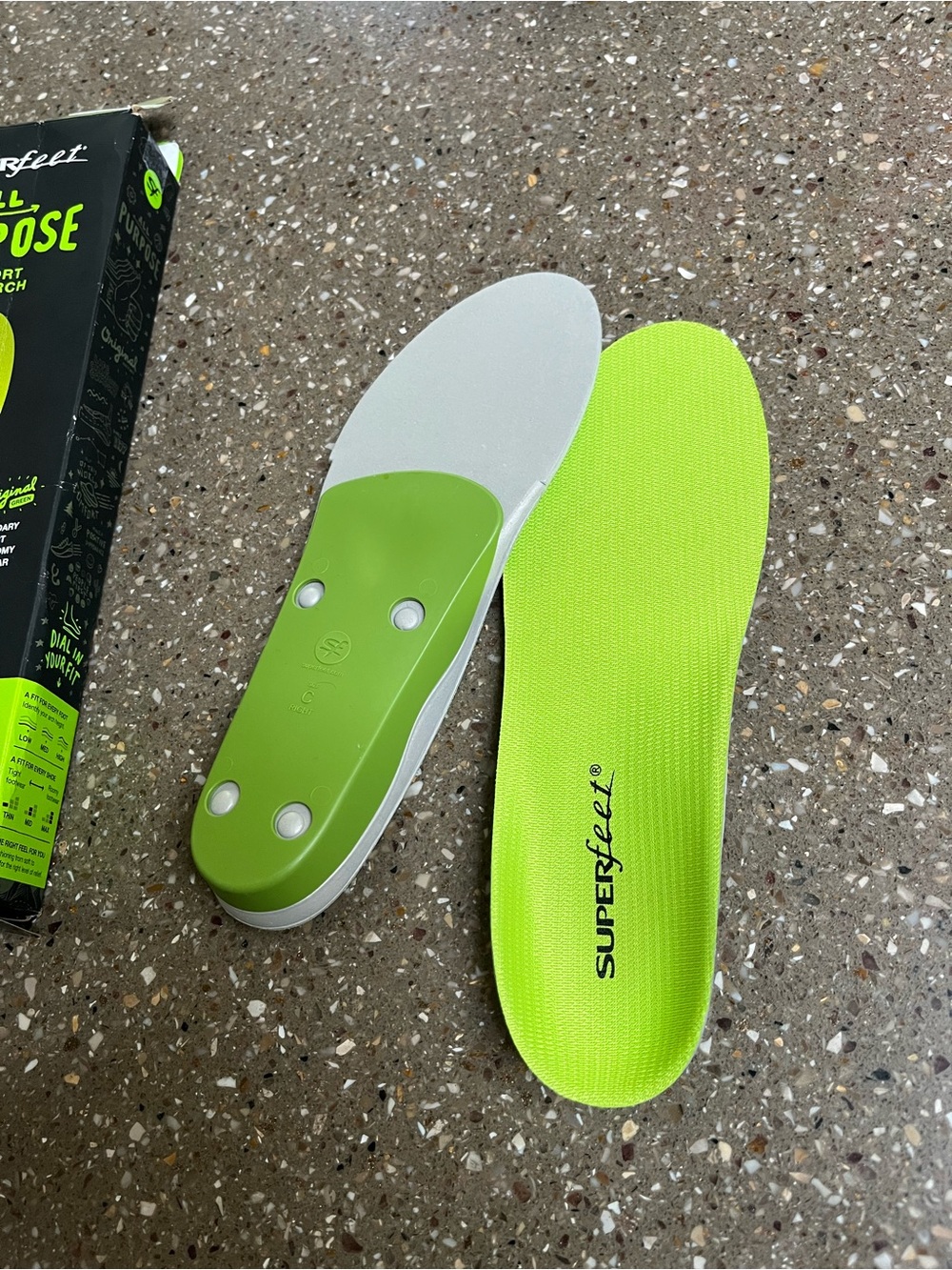 Superfeet High-Arch Insoles in Lime Green, size C, New, firm! - Picture 4 of 5